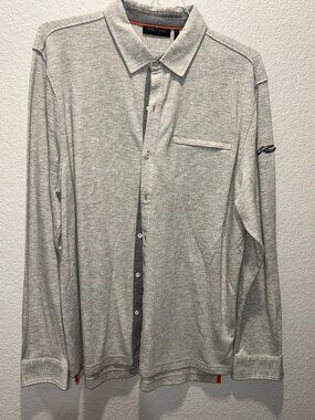 KJUS Inverness Texture Shirt Men's EU 56 2X Jersey Knit Button Up Long Sleeve